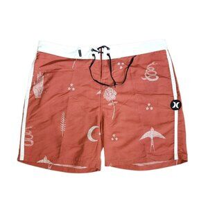 Hurley Swim Board Shorts Trunks Mens Size 36 Brown Desert Stars Moon Snake Bird